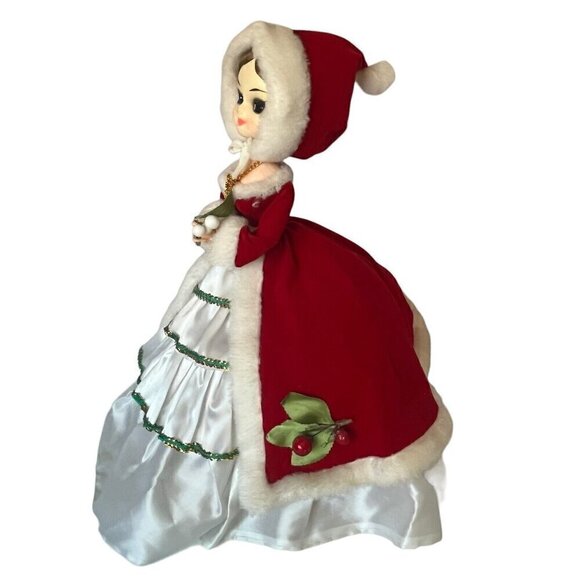 Artmark 1977 Boudoir 15" Big Eyes Christmas Doll Red Dress Victorian Vtg Korea - Picture 4 of 16